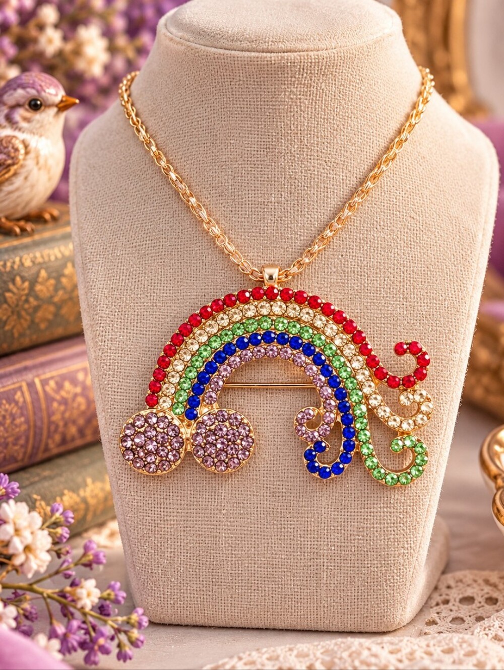 🌈Betsey Johnson Multicolor Rainbow Pendant/ Pin Necklace🌈